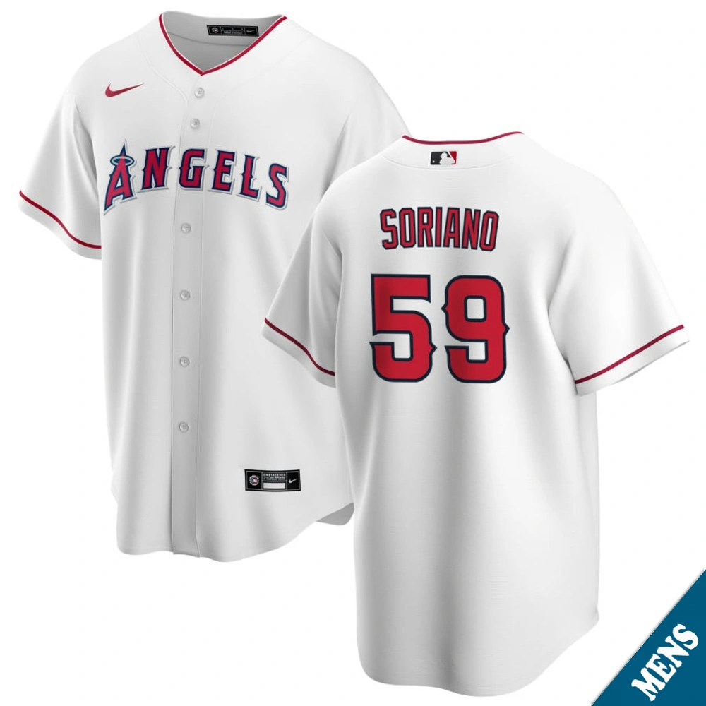 Men's Los Angeles Angels Jose Soriano #59 Home White Replica Jersey