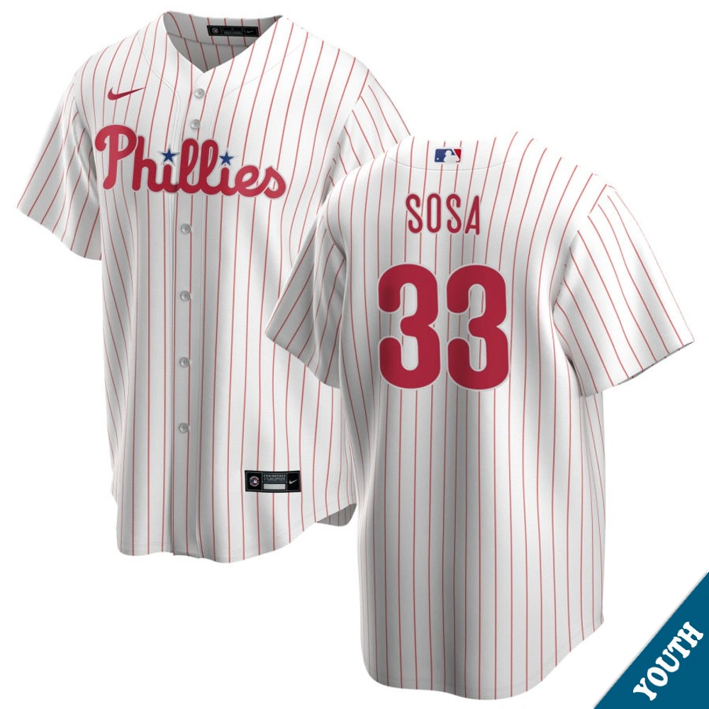 Youth Philadelphia Phillies Edmundo Sosa #33 Home White Replica Jersey