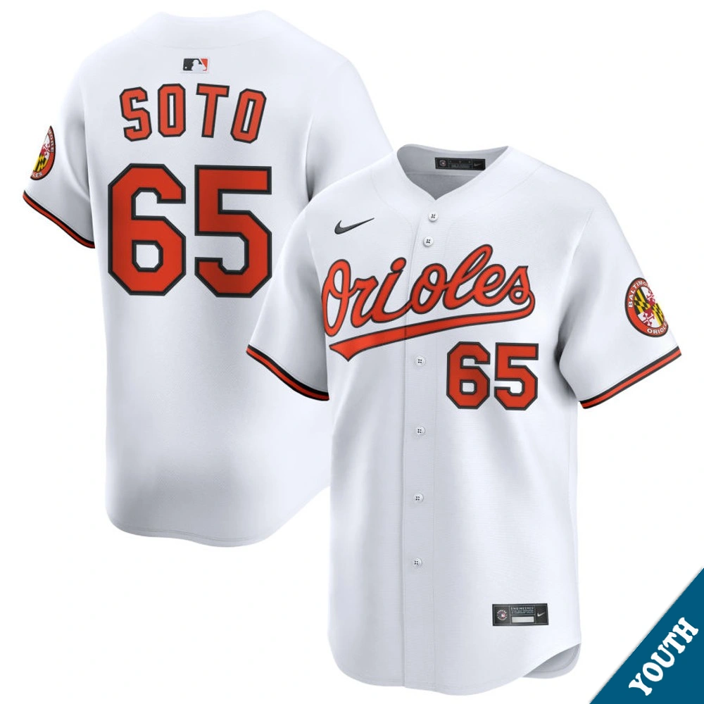 Youth Baltimore Orioles Gregory Soto #65 Home White Limited Jersey Youth Baltimore Orioles Gregory Soto #65 Home White Limited Jersey