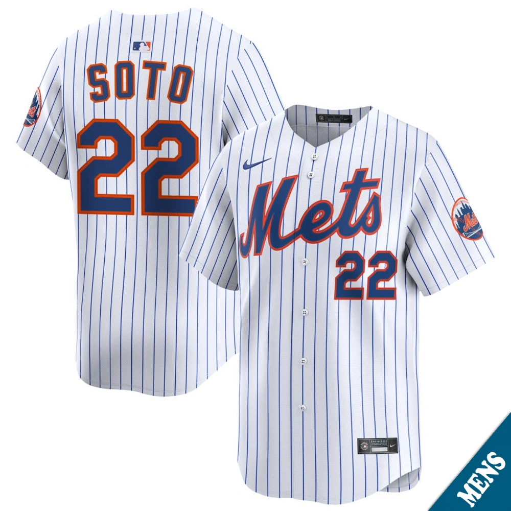 Men's New York Mets Juan Soto #22 Home White Limited Jersey