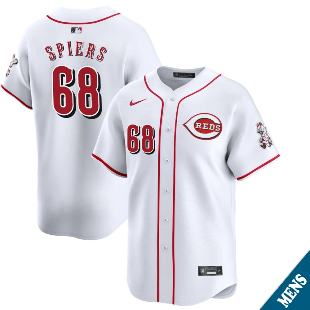 Men's Cincinnati Reds Carson Spiers #68 Home White Limited Jersey
