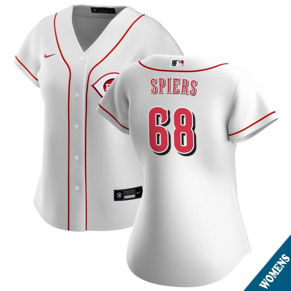 Women's Cincinnati Reds Carson Spiers #68 Home White Replica Jersey