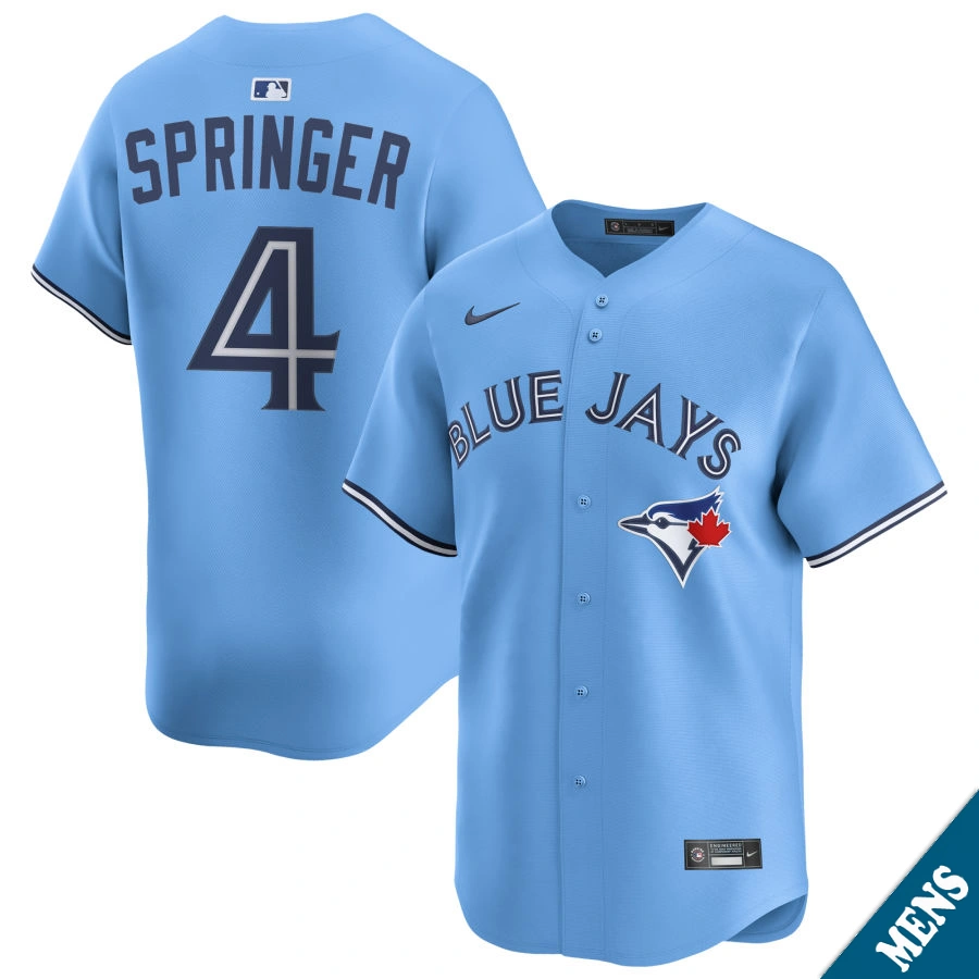 Men's Toronto Blue Jays George Springer #4 Light Blue Alternate Limited Jersey