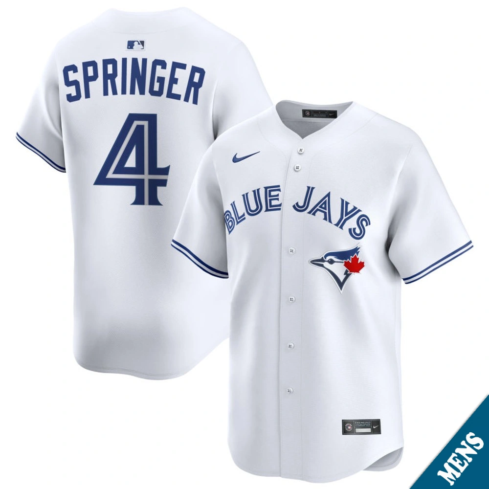 Men's Toronto Blue Jays George Springer #4 Home White Limited Jersey