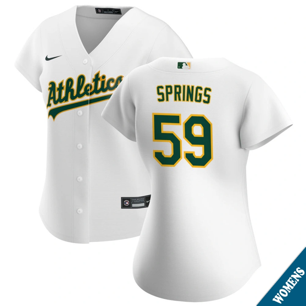 Women's Athletics Jeffrey Springs #59 Home White Replica Jersey