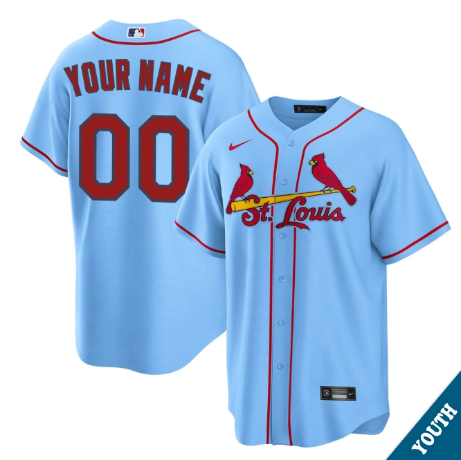 Youth St. Louis Cardinals Custom Light Blue Alternate Replica Jersey Youth St. Louis Cardinals Custom Light Blue Alternate Replica Jersey