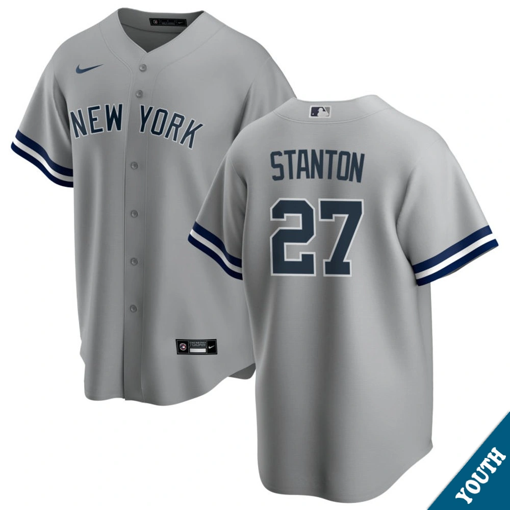 Youth New York Yankees Giancarlo Stanton #27 Gray Road Replica Jersey
