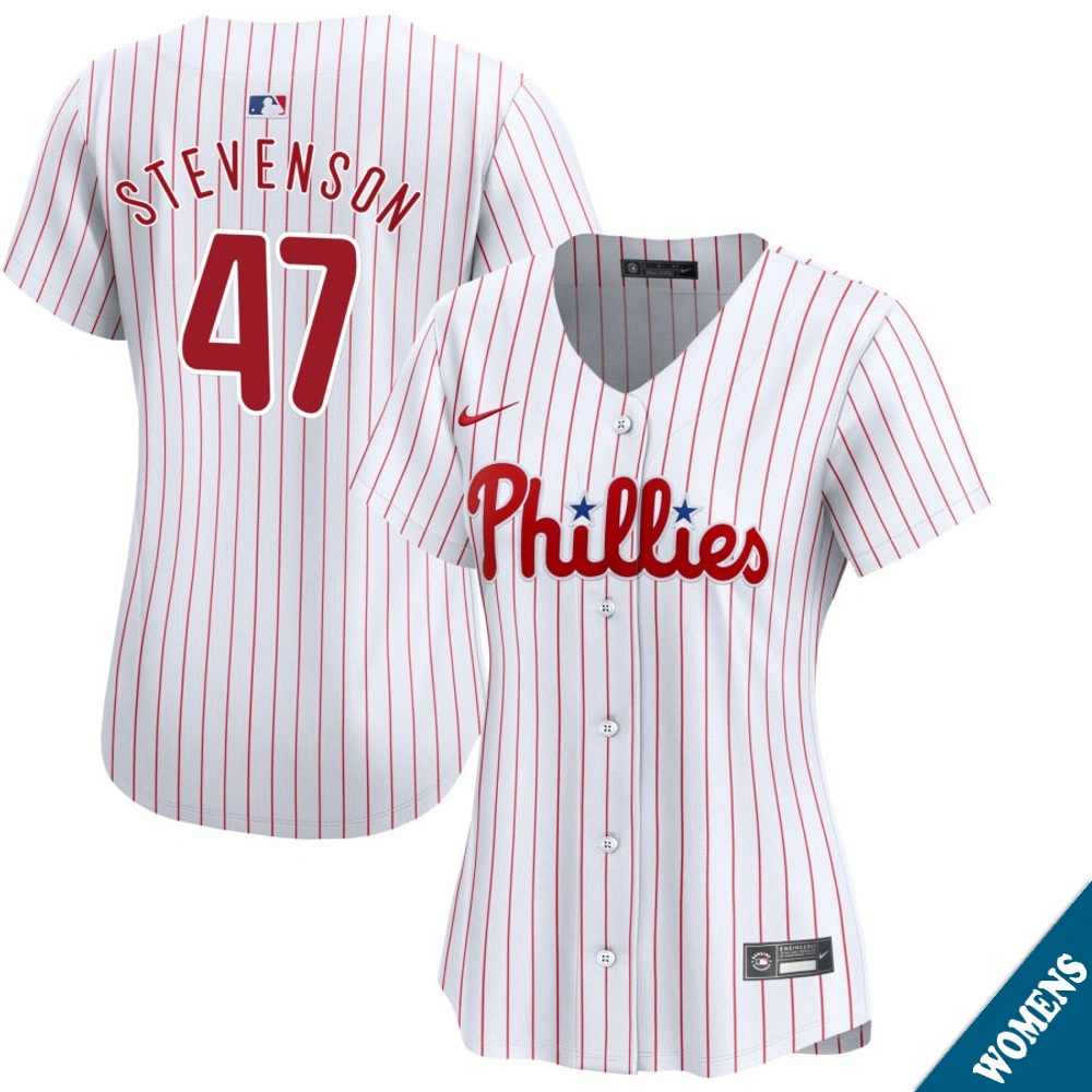 Women's Philadelphia Phillies Cal Stevenson #47 Home White Limited Jersey