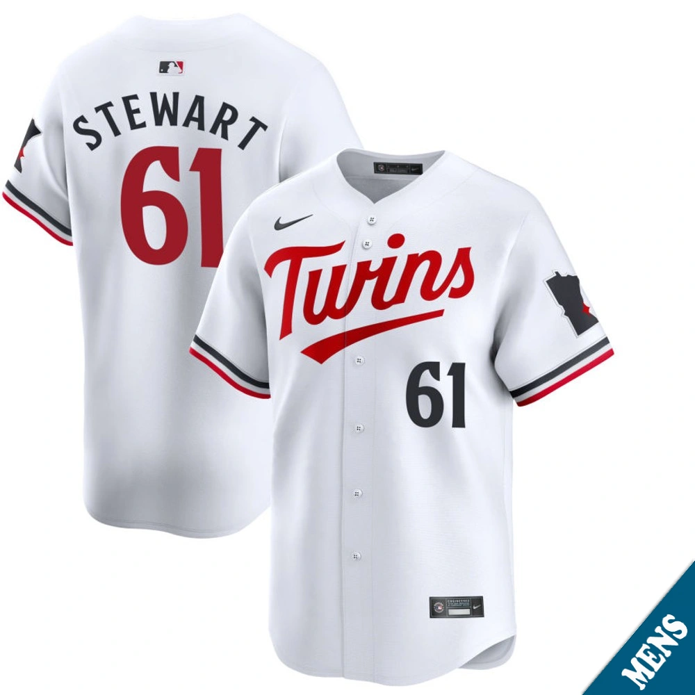 Men's Minnesota Twins Brock Stewart #61 Home White Limited Jersey Men's Minnesota Twins Brock Stewart #61 Home White Limited Jersey