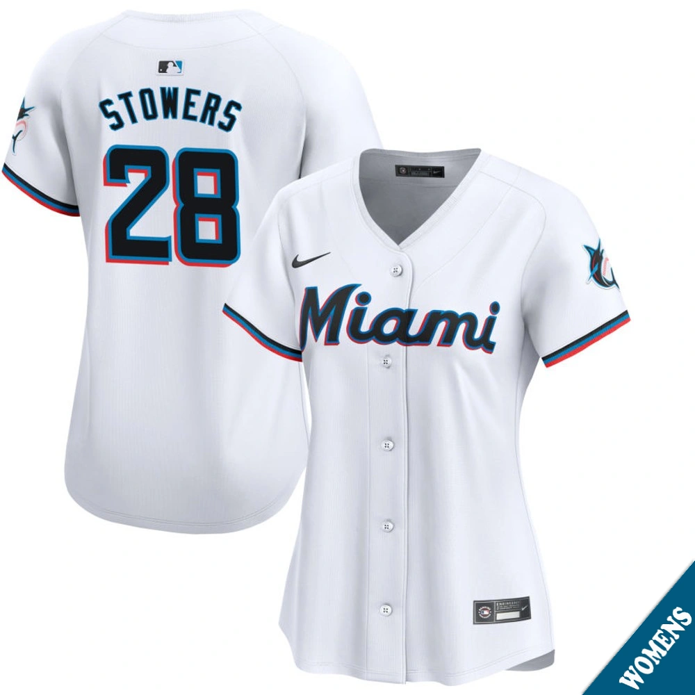 Women's Miami Marlins Kyle Stowers #28 Home White Limited Jersey