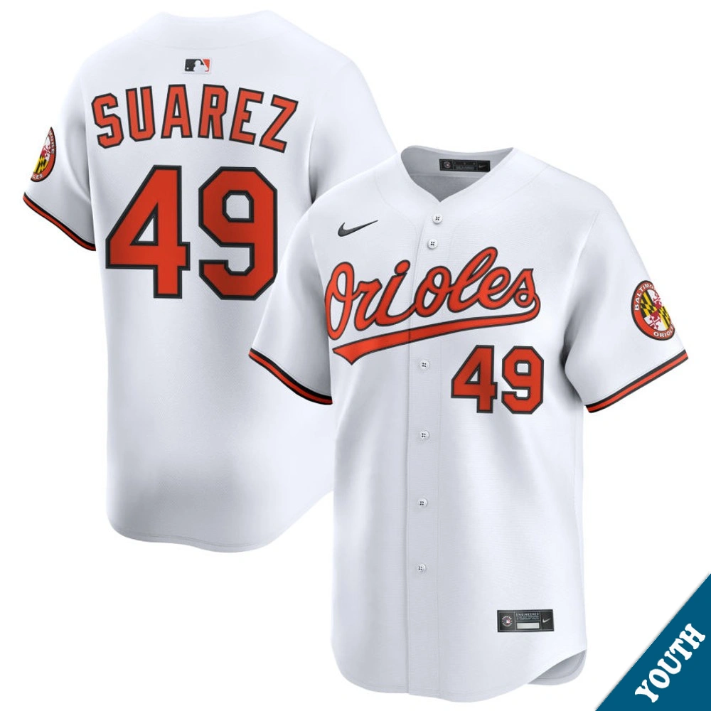 Youth Baltimore Orioles Albert Suarez #49 Home White Limited Jersey Youth Baltimore Orioles Albert Suarez #49 Home White Limited Jersey