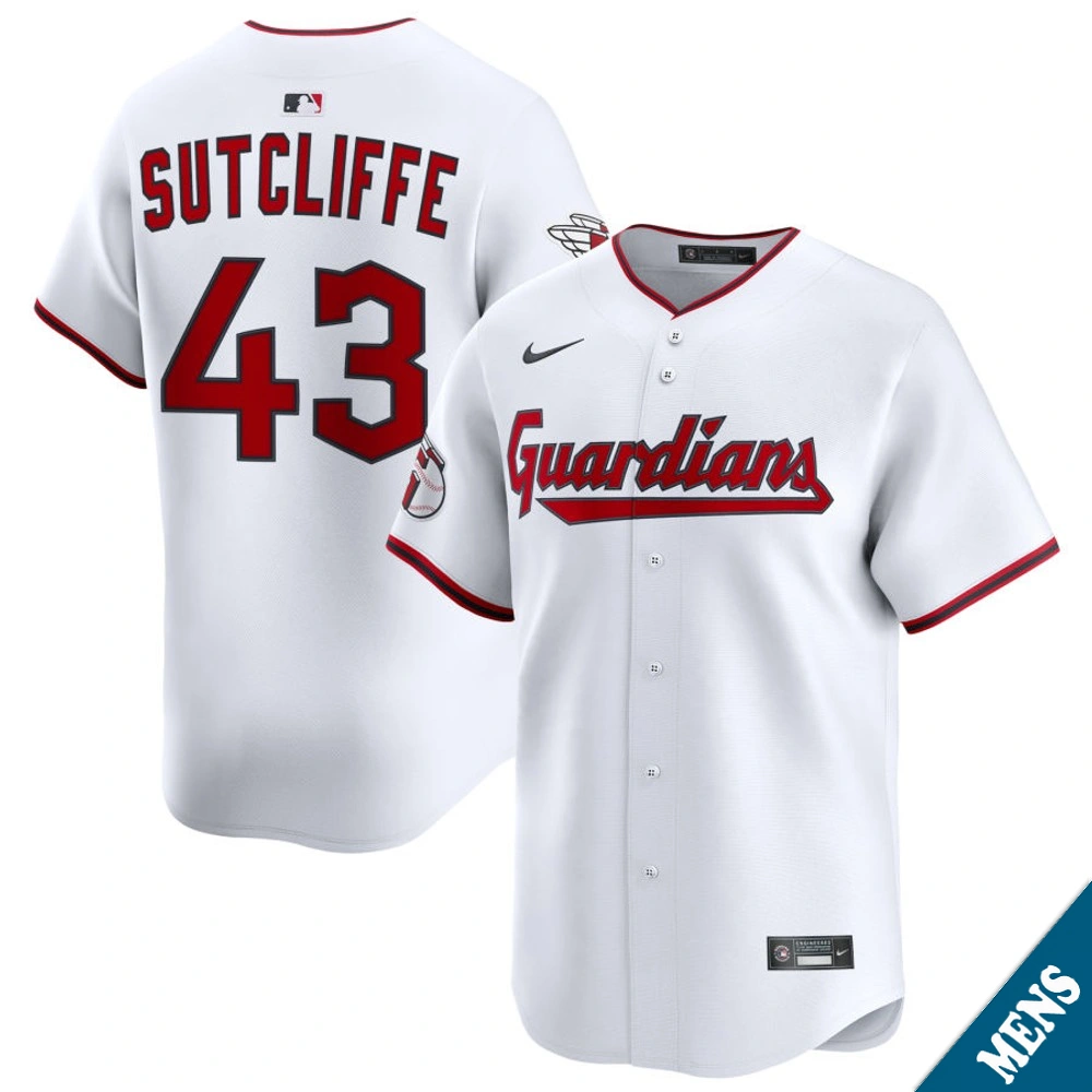 Men's Cleveland Guardians Rick Sutcliffe #43 Home White Limited Former Player‌ Jersey