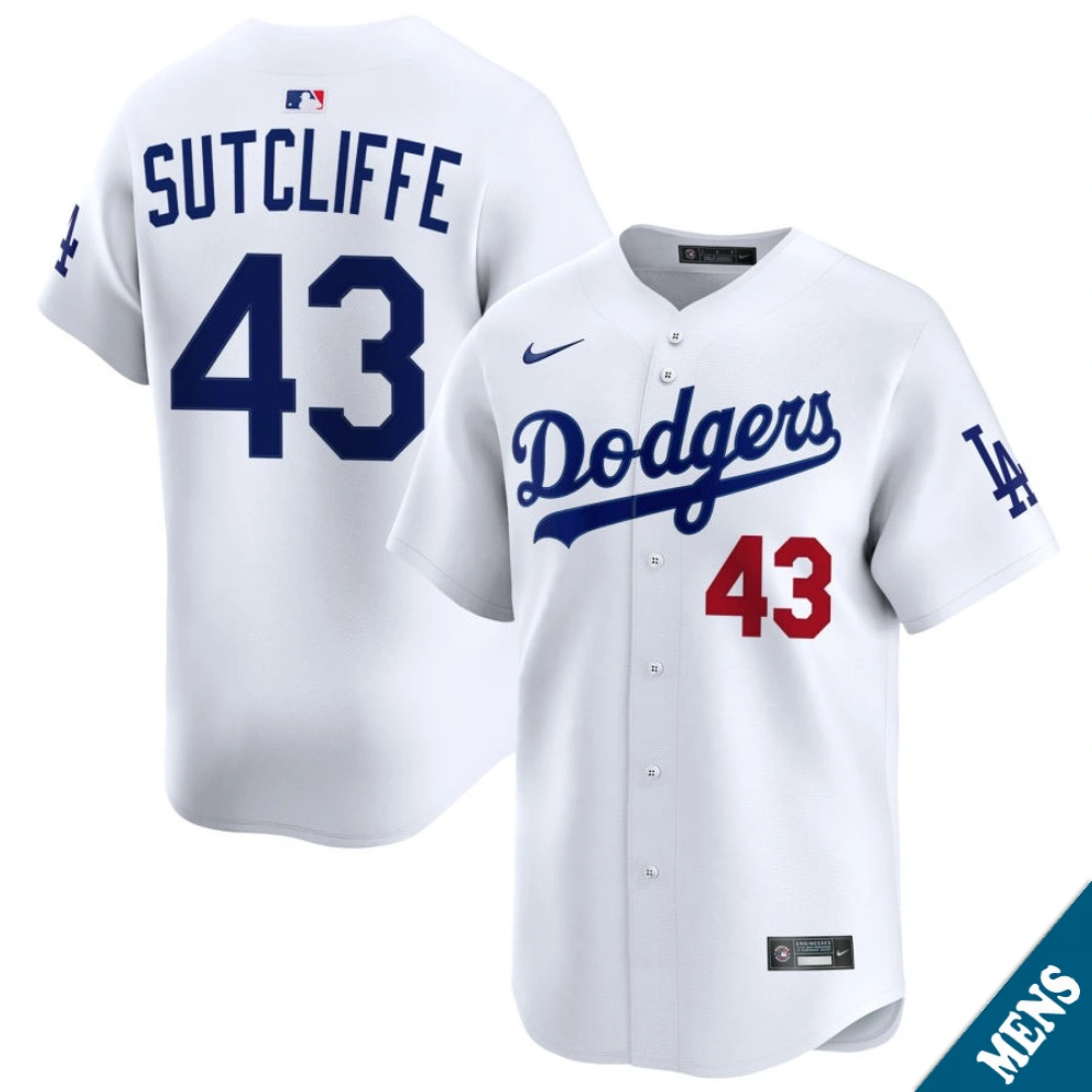Men's Los Angeles Dodgers Rick Sutcliffe #43 Home White Limited Former Player‌ Jersey