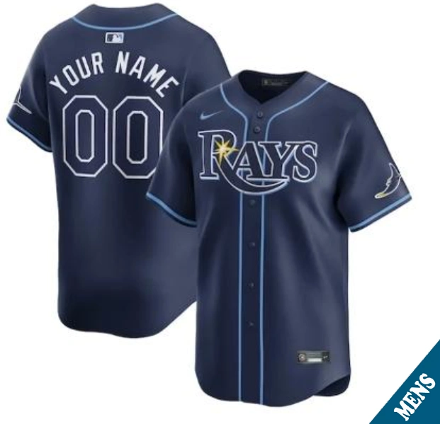Men's Tampa Bay Rays Custom Navy Road Replica Jersey