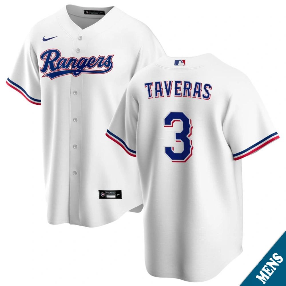 Men's Texas Rangers Leody Taveras #3 Home White Replica Jersey