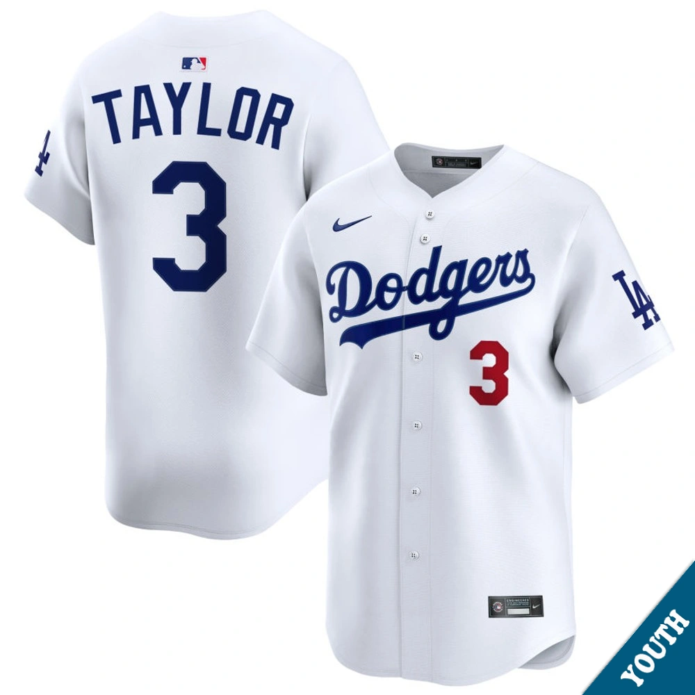 Youth Los Angeles Dodgers Chris Taylor #3 Home White Limited Jersey
