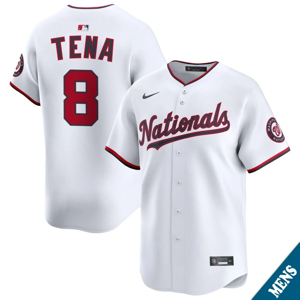 Men's Washington Nationals Jose Tena #8 Home White Limited Jersey