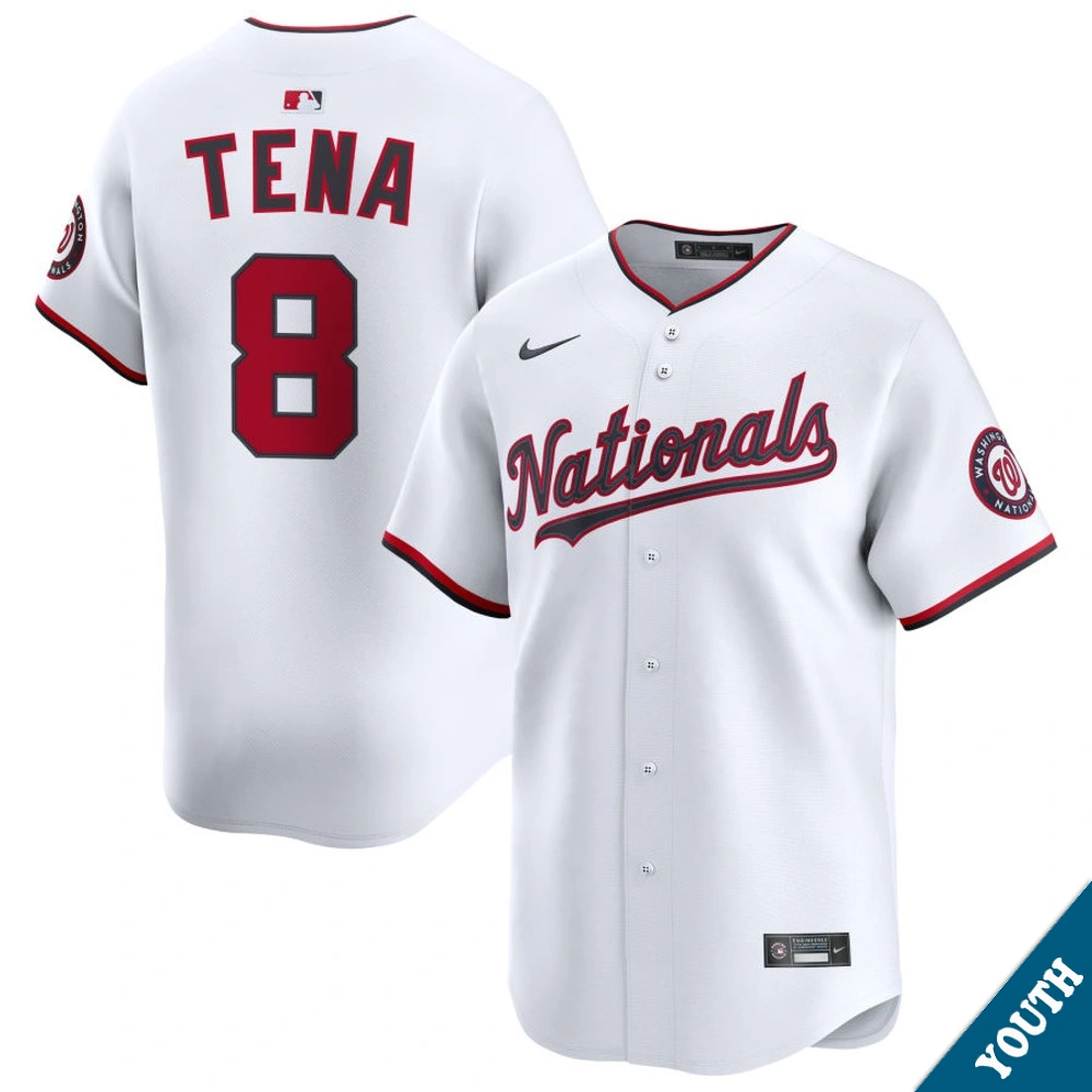 Youth Washington Nationals Jose Tena #8 Home White Limited Jersey