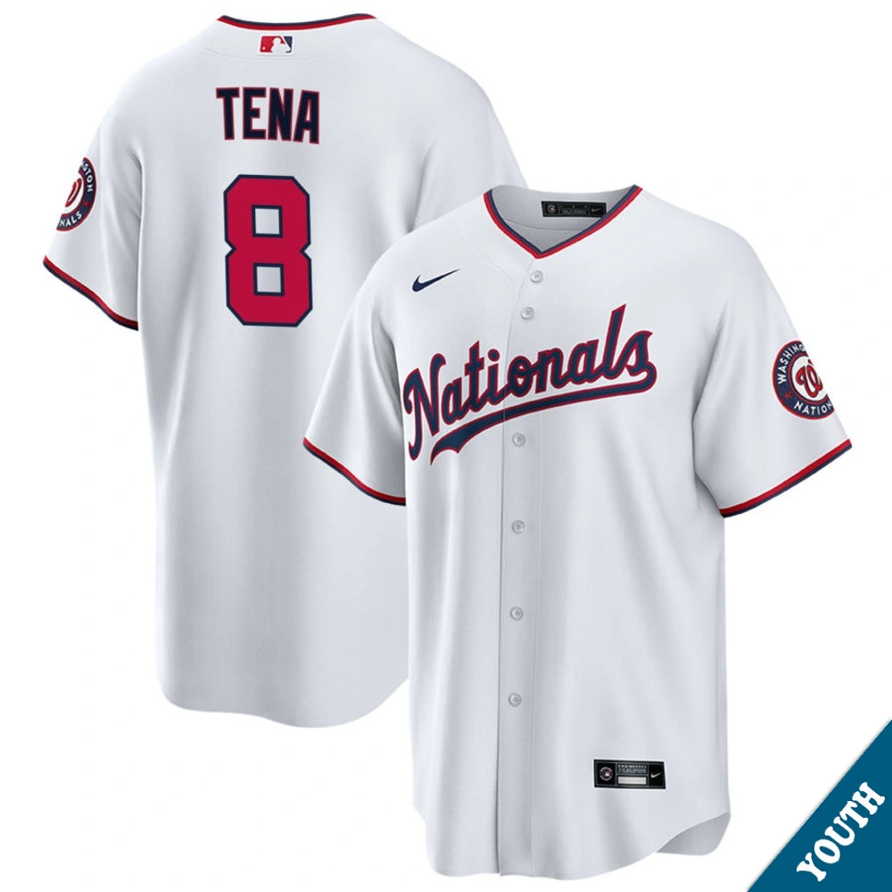 Youth Washington Nationals Jose Tena #8 White Replica Jersey