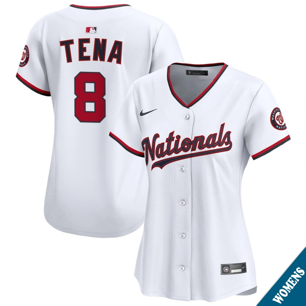 Women's Washington Nationals Jose Tena #8 Home White Limited Jersey