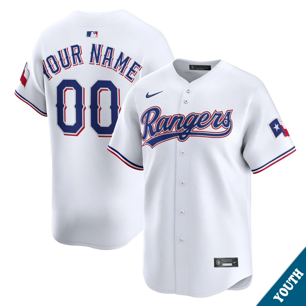 Youth Texas Rangers Custom Home White Limited Jersey