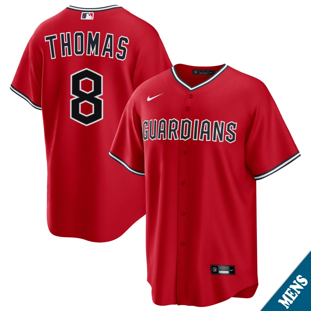 Men's Cleveland Guardians Lane Thomas #8 Red Alternate 2 Replica Jersey