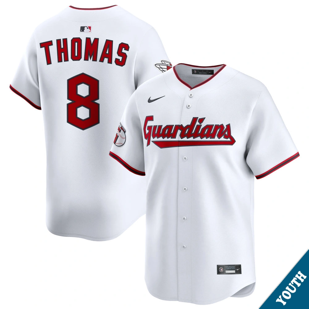 Youth Cleveland Guardians Lane Thomas #8 Home White Limited Jersey Youth Cleveland Guardians Lane Thomas #8 Home White Limited Jersey