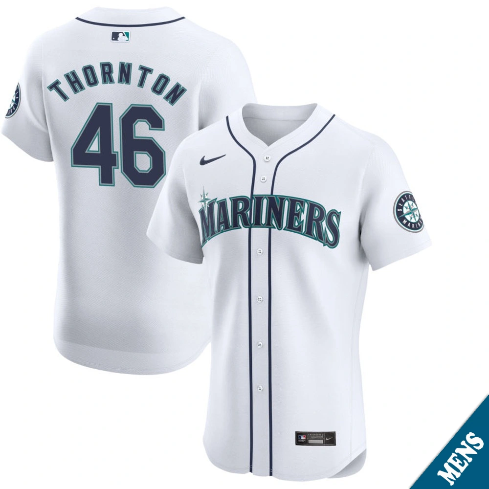 Men's Seattle Mariners Trent Thornton #46 Home White Elite Jersey