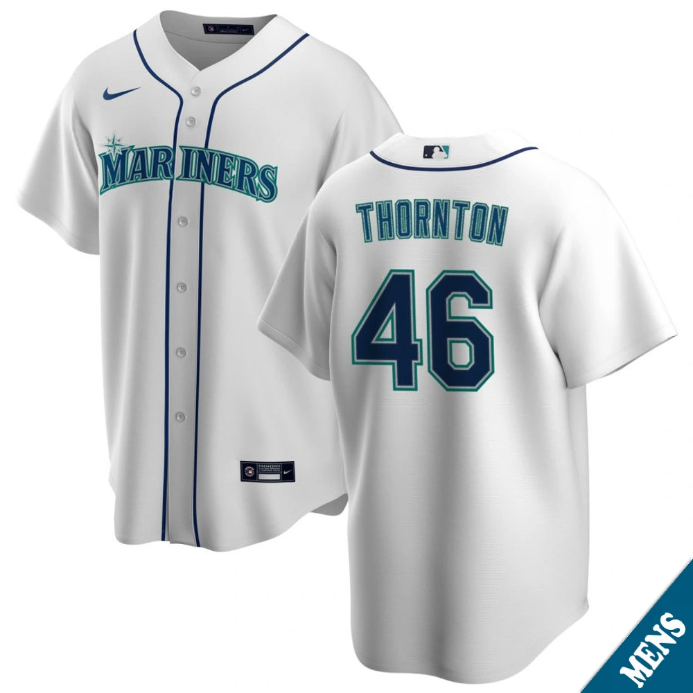 Men's Seattle Mariners Trent Thornton #46 Home White Replica Jersey