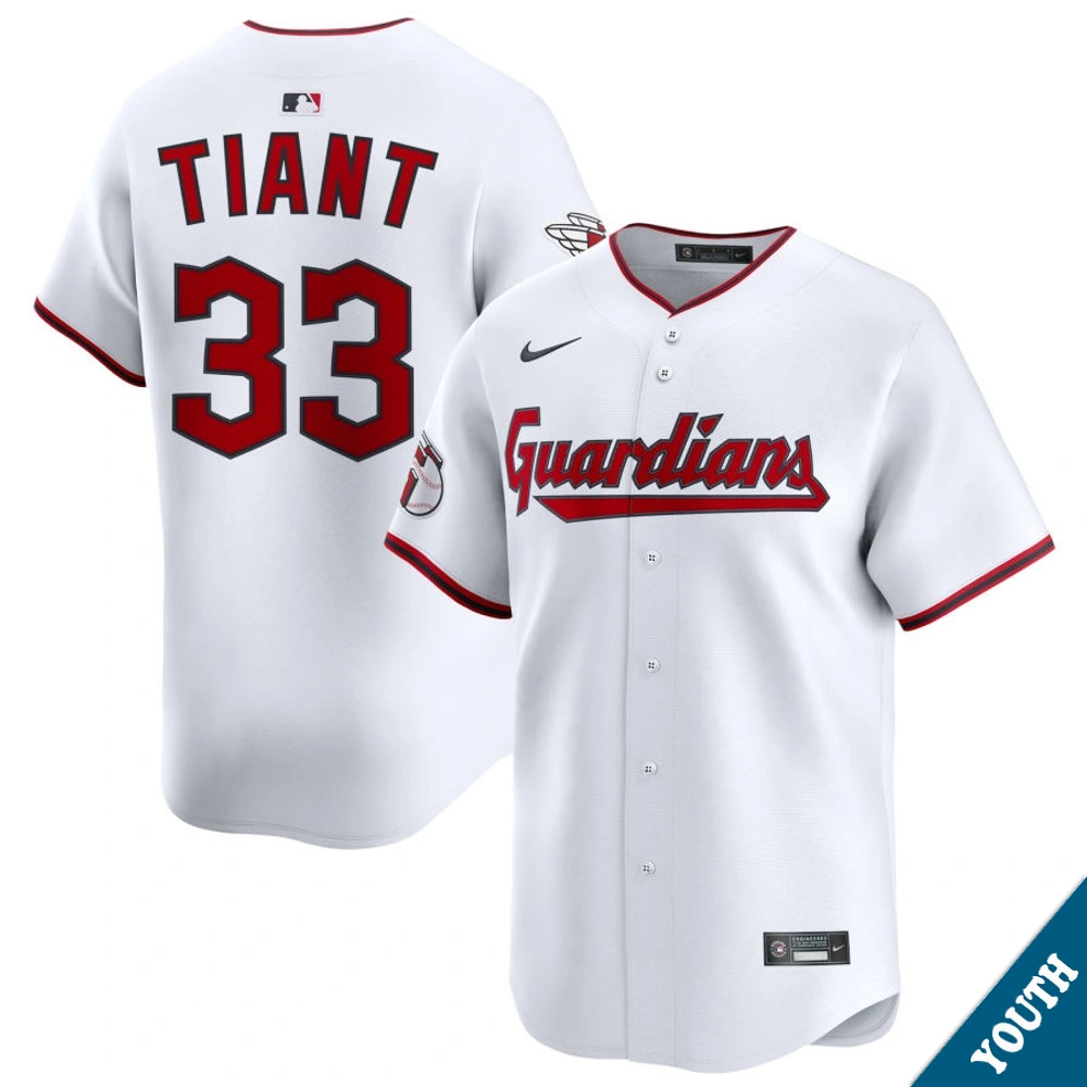 Youth Cleveland Guardians Luis Tiant #33 Home White Limited Former Player‌ Jersey