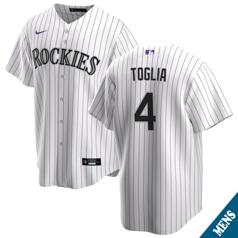 Men's Colorado Rockies Michael Toglia #4 Home White Replica Jersey