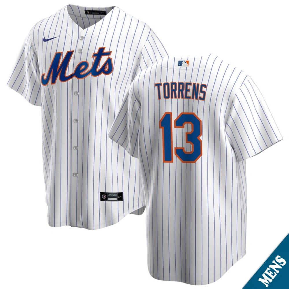 Men's New York Mets Luis Torrens #13 Home White Replica Jersey