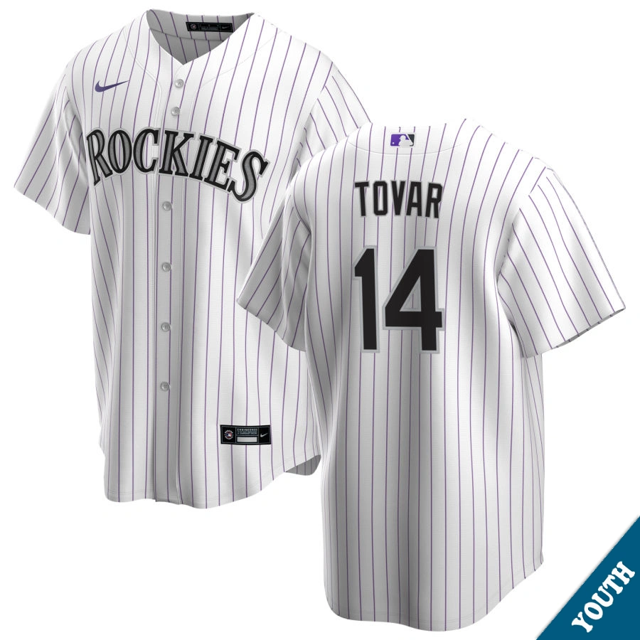 Youth Colorado Rockies Ezequiel Tovar #14 Home White Replica Jersey