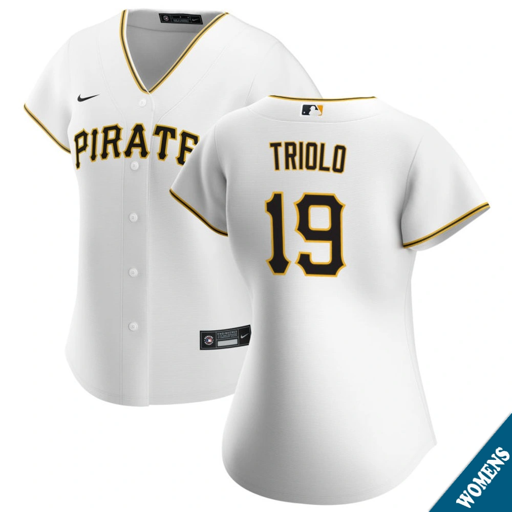 Women's Pittsburgh Pirates Jared Triolo #19 Home White Replica Jersey
