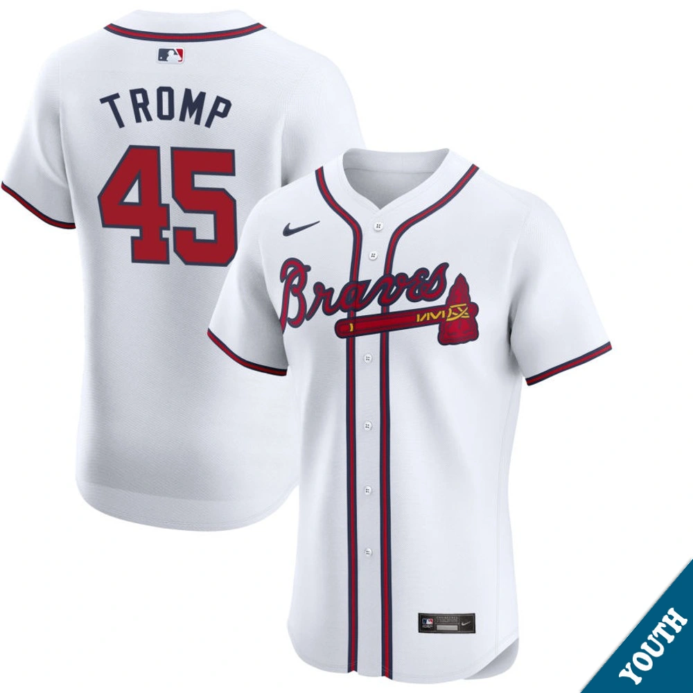 Youth Atlanta Braves Chadwick Tromp #45 Home White Elite Jersey