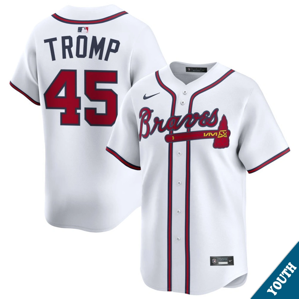 Youth Atlanta Braves Chadwick Tromp #45 Home White Limited Jersey