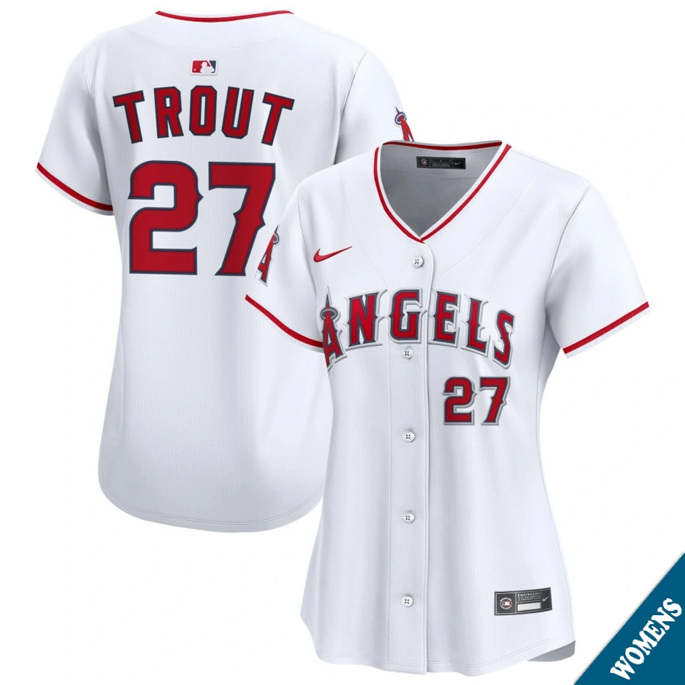 Women's Los Angeles Angels Mike Trout #27 Home White Limited Jersey