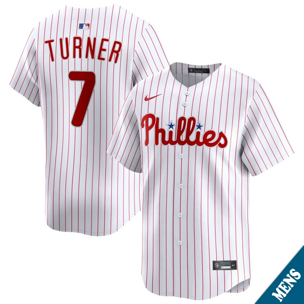 Men's Philadelphia Phillies Trea Turner #7 Home White Limited Jersey