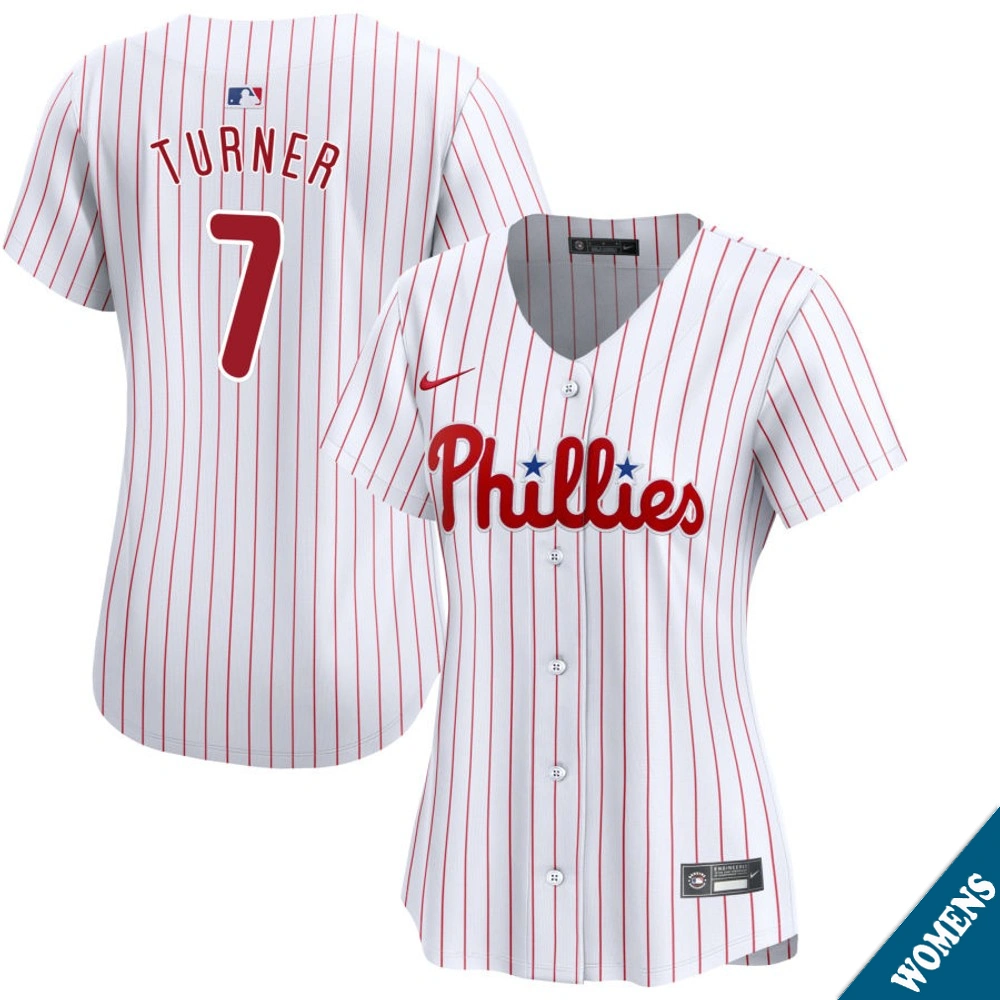 Women's Philadelphia Phillies Trea Turner #7 Home White Limited Jersey