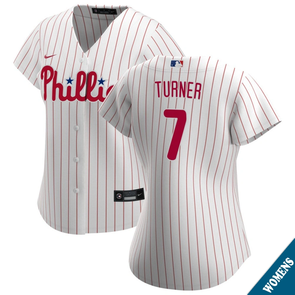 Women's Philadelphia Phillies Trea Turner #7 Home White Replica Jersey