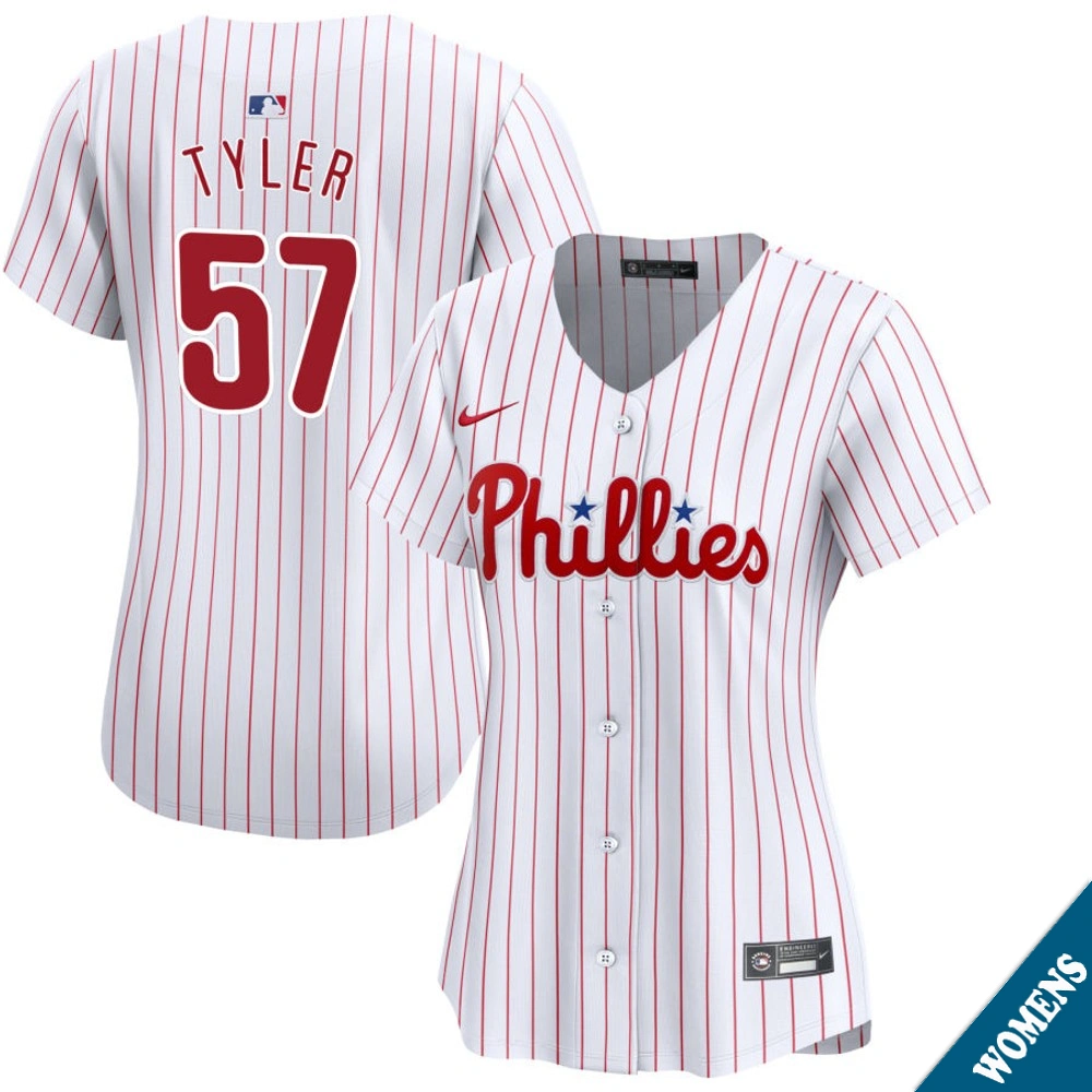 Women's Philadelphia Phillies Kyle Tyler #57 Home White Limited Jersey