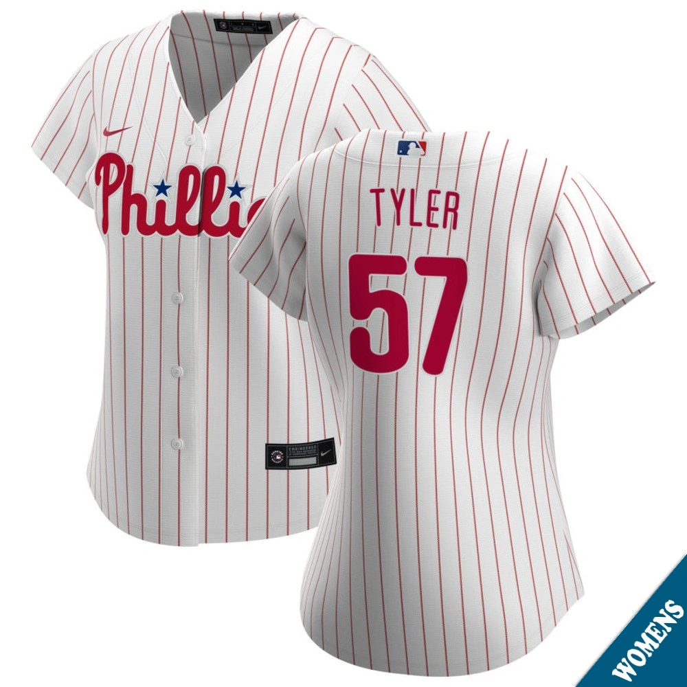 Women's Philadelphia Phillies Kyle Tyler #57 Home White Replica Jersey
