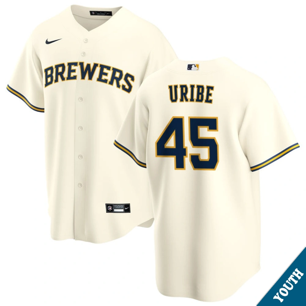 Youth Milwaukee Brewers Abner Uribe #45 Home Cream Replica Jersey Youth Milwaukee Brewers Abner Uribe #45 Home Cream Replica Jersey