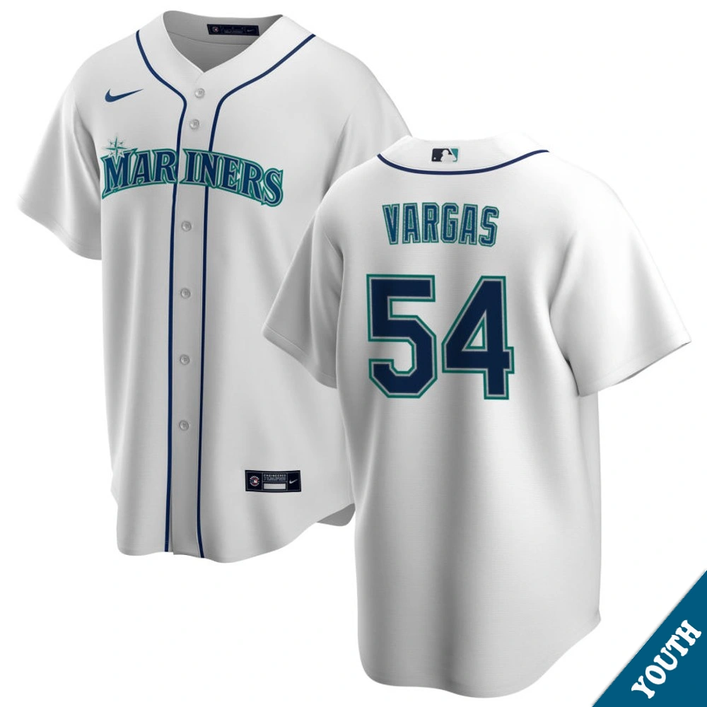 Youth Seattle Mariners Carlos Vargas #54 Home White Replica Jersey