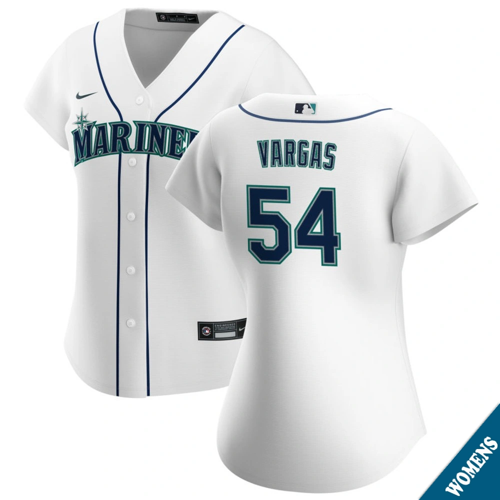 Women's Seattle Mariners Carlos Vargas #54 Home White Replica Jersey