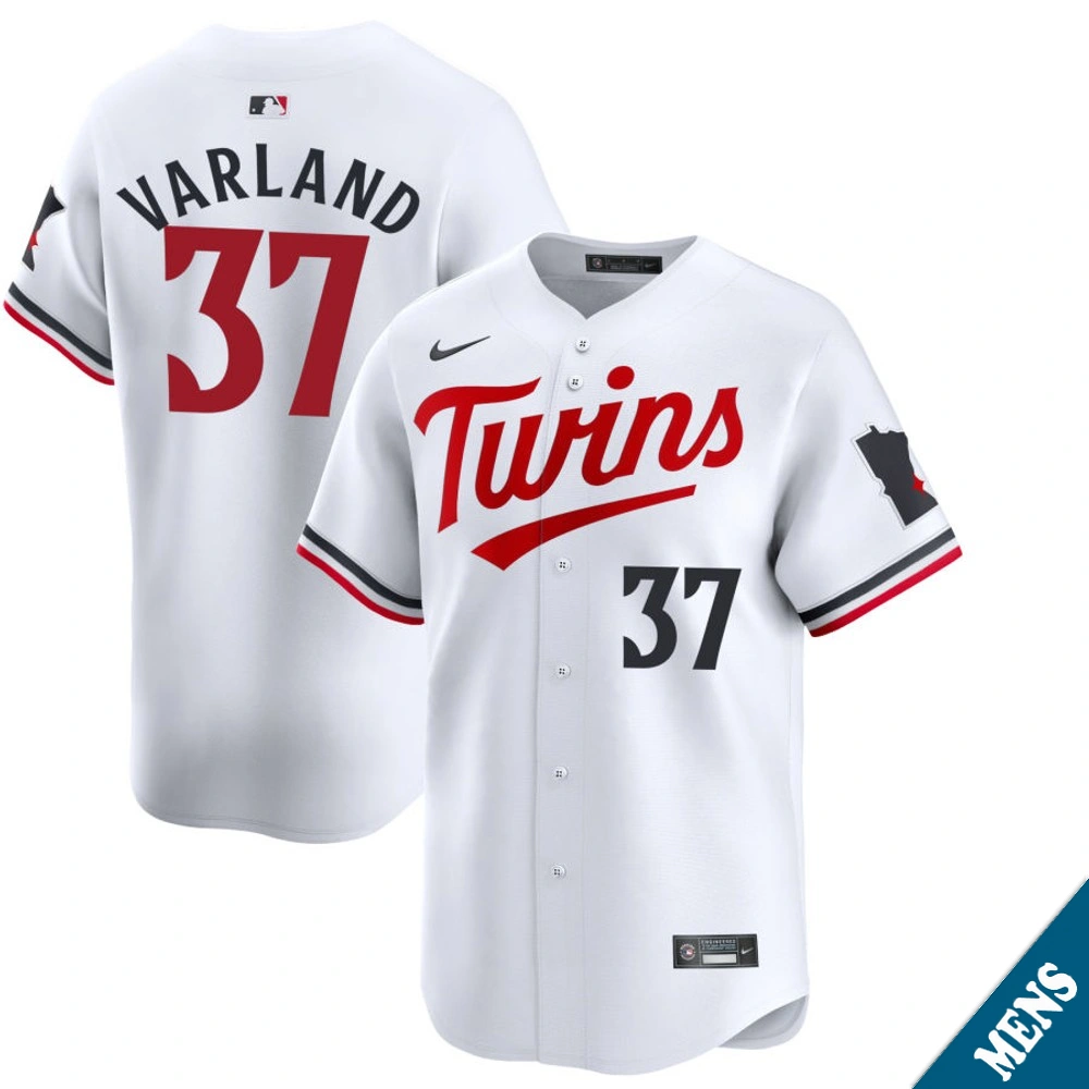 Men's Minnesota Twins Louis Varland #37 Home White Limited Jersey
