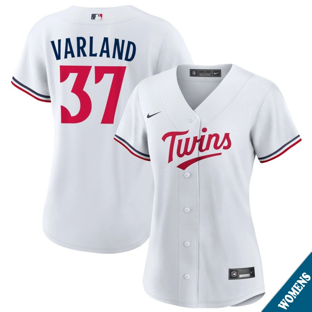 Women's Minnesota Twins Louis Varland #37 Home White Replica Jersey
