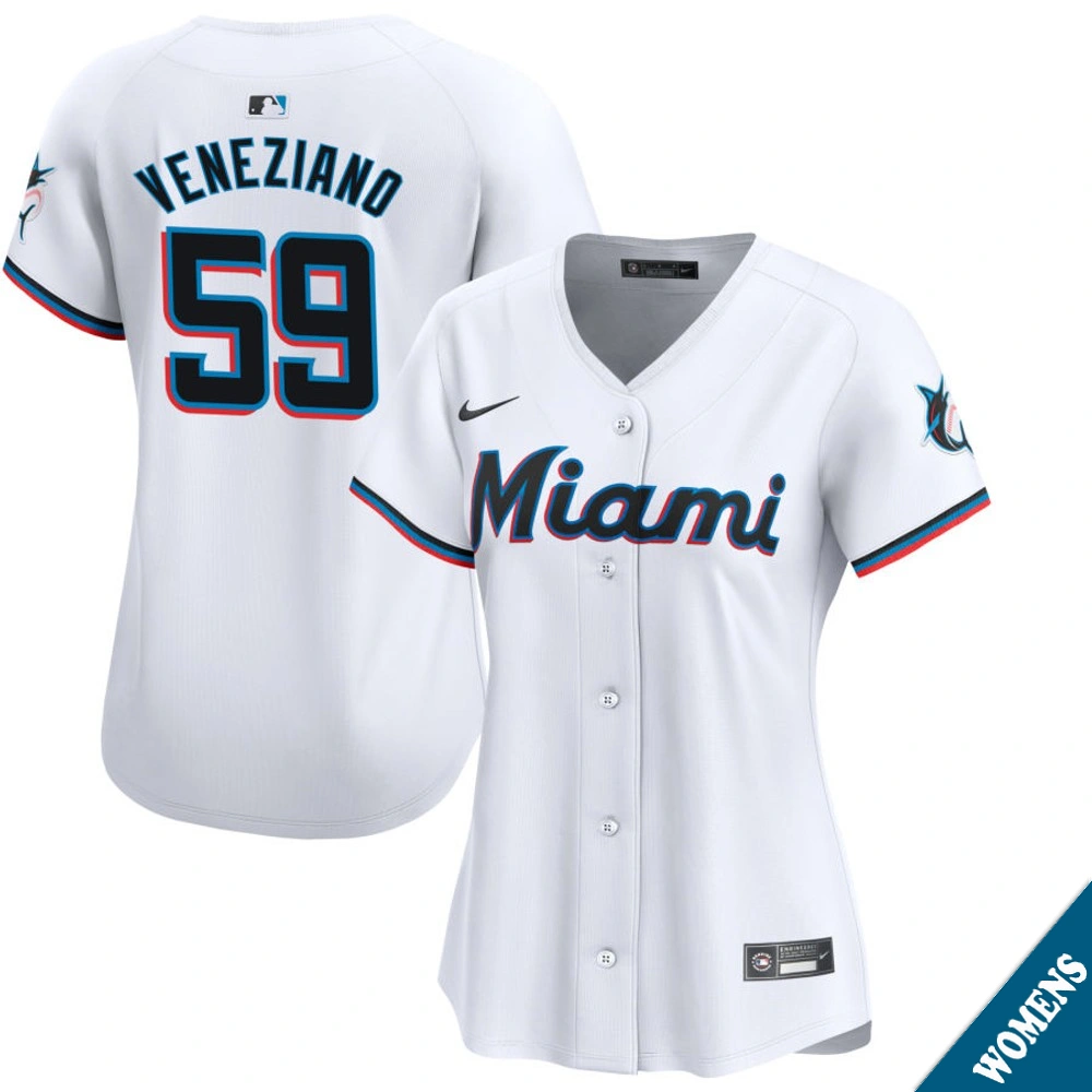 Women's Miami Marlins Anthony Veneziano #59 Home White Limited Jersey