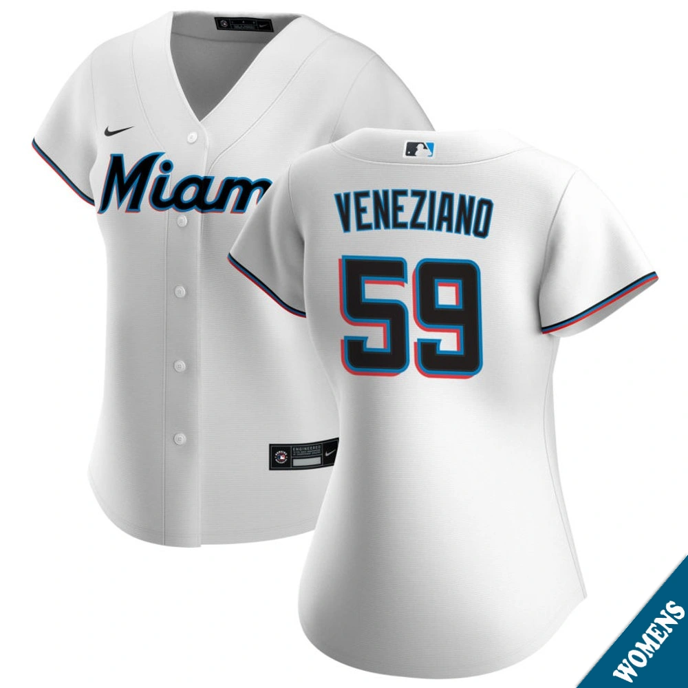 Women's Miami Marlins Anthony Veneziano #59 Home White Replica Jersey