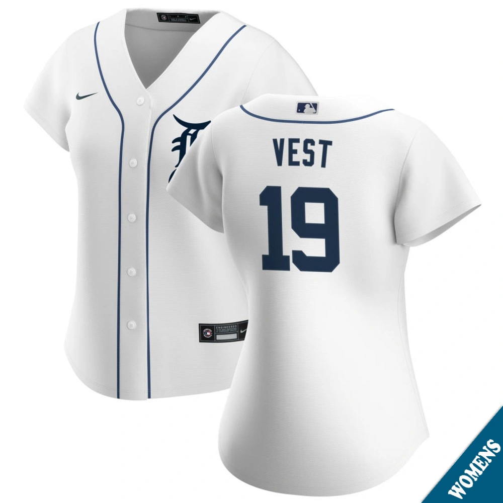 Women's Detroit Tigers Will Vest #19 Home White Replica Jersey